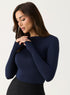 Long Sleeve Ponte Top - Navy Bue